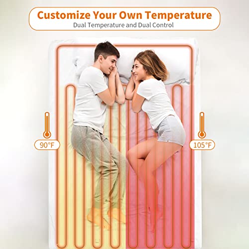 Heated Mattress Pad King Size, 78X80In Quilted Cotton Electric Mattress Pad With 2 Heating Digital Controllers, 6 Heat Setting, 9 Hours Auto Shut Off, 20" Deep Pocket, Machine Washable #TOP2