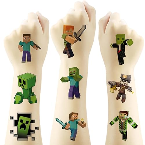 100 Mine craft Temporary Tattoos My World Tattoos Sticker Waterproof Birthday Party Supplies Favors 6 Sheets