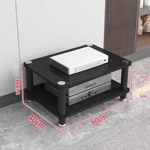 OUKEJNM Media Storage Cabinet Rack Audio Tower, Modern Audio-Video Media Stand, 1/2/3/4-Tier Media Cabinet, Wood Stereo Cabinet(Black,2 Tier) - Thumbnail 2