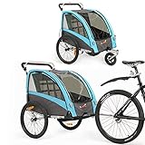 👫 Perfektes 2-in-1: Ein robuster Outdoor-Fahrradanhänger, der über das Jogger-Kit problemlos in einen Kinderwagen-Jogger umgewandelt werden kann. Er verfügt über eine flexible Lenkung und kann 1 oder 2 Kinder über 18 Monate sicher transportieren.