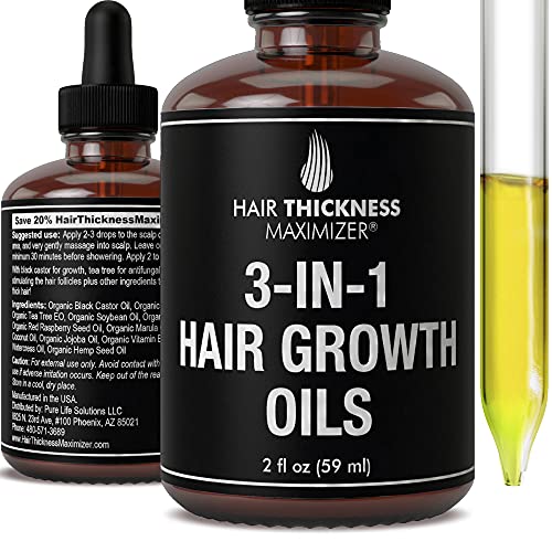 Best Organic Hair Growth Oils with Tea Tree. Stop Hair Loss Now by Hair Thickness Maximizer. Best Treatment for Hair Thinning. Hair Thickening Serum (2oz Tea Tree + Growth Oils)