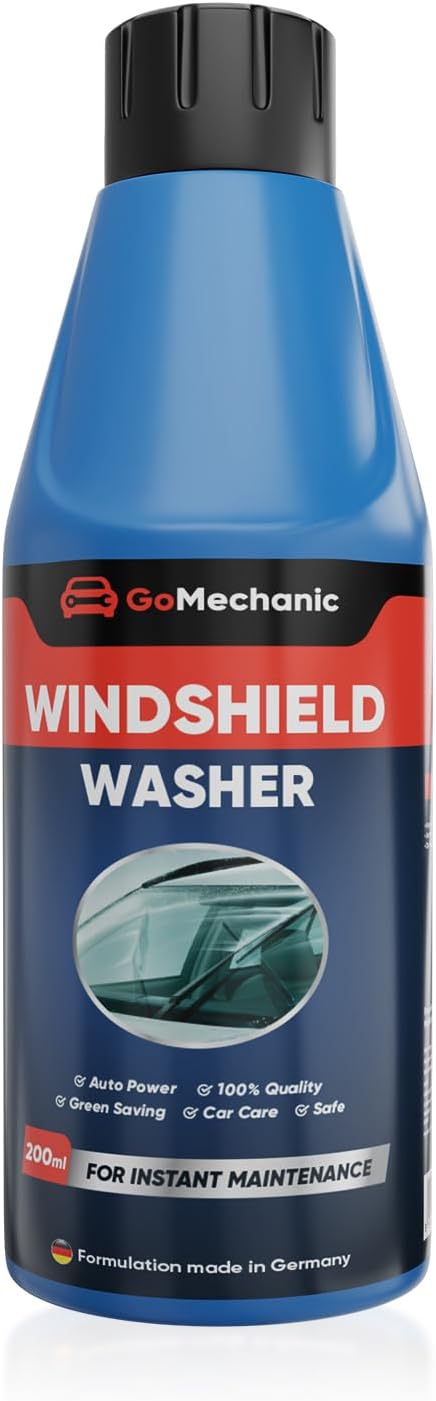 GoMechanic 200mL Windshield Washer Concentrate - Makes 10L - Car Windshield Cleaner Liquid - Streak-Free Finish - 20mL per 1L Tank - Efficient Car Wiper Fluid (SE_CC_005)