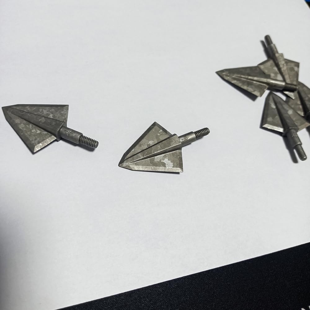 Hunting 150 Grain Broadheads with 2 Self-Sharpening Fixed Blades (Stay Sharper Longer) – Stainless Steel Arrowheads for Crossbow, Compound Bow & Recurve Bow (12pcs)