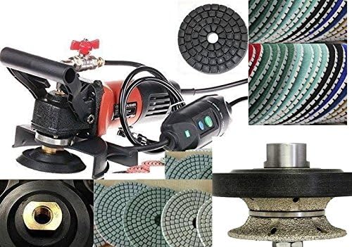 Wet Polisher Variable Speed 1-1/2" 40mm Full Bullnose Diamond Router Bit Polishing Pad 15+1 Pieces for granite marble concrete travertine stone Glaze Buff