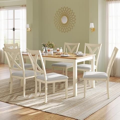 LUXOAK 7-Piece Farmhouse Dining Set Cover