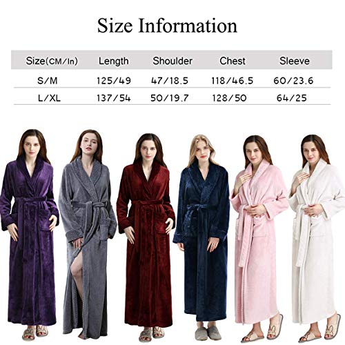Image of Hellomamma Long Bath Robe for Womens Plush Soft Fleece Bathrobes Nightgown Ladies Pajamas Sleepwear Housecoat