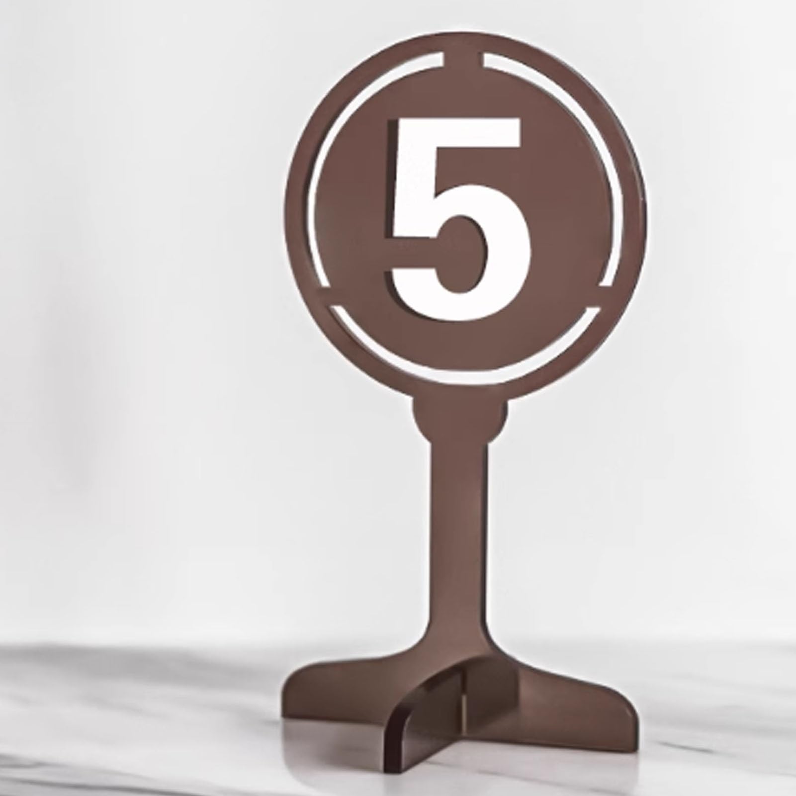 Placas de mesa de acrílico para restaurantes, Tamaños múltiples multicolores de la base cruzada acrílico del soporte número tabla for los acontecimientos(Brown,1-10)