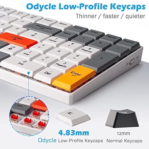 Image of K99 Mechanical Keyboard, Low Profile Wireless Keyboard, Supports Bluetooth 5.0, 2.4G and USB Wired Connection, Compatible with Windows and Mac OS Systems, Red Switch - White