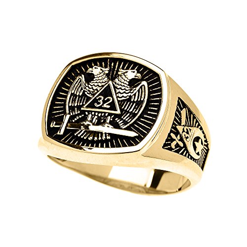 Men's 14k Yellow Gold Shriners Freemason Masonic Ring (Size 11.75)