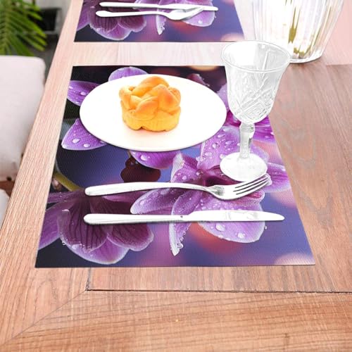 Lot de 6 sets de table en vinyle violet au motif floral chic - 4