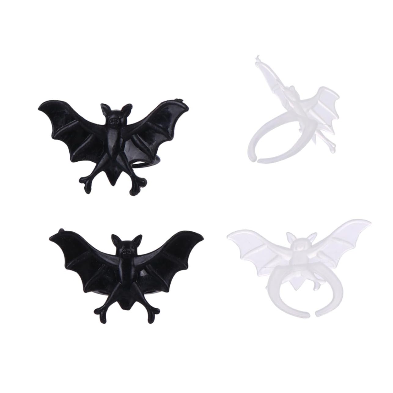 Abaodam 50pcs Halloween Bat Ring Toys Flashing Ring Decor for Boys and Girls Skull Design Random Color