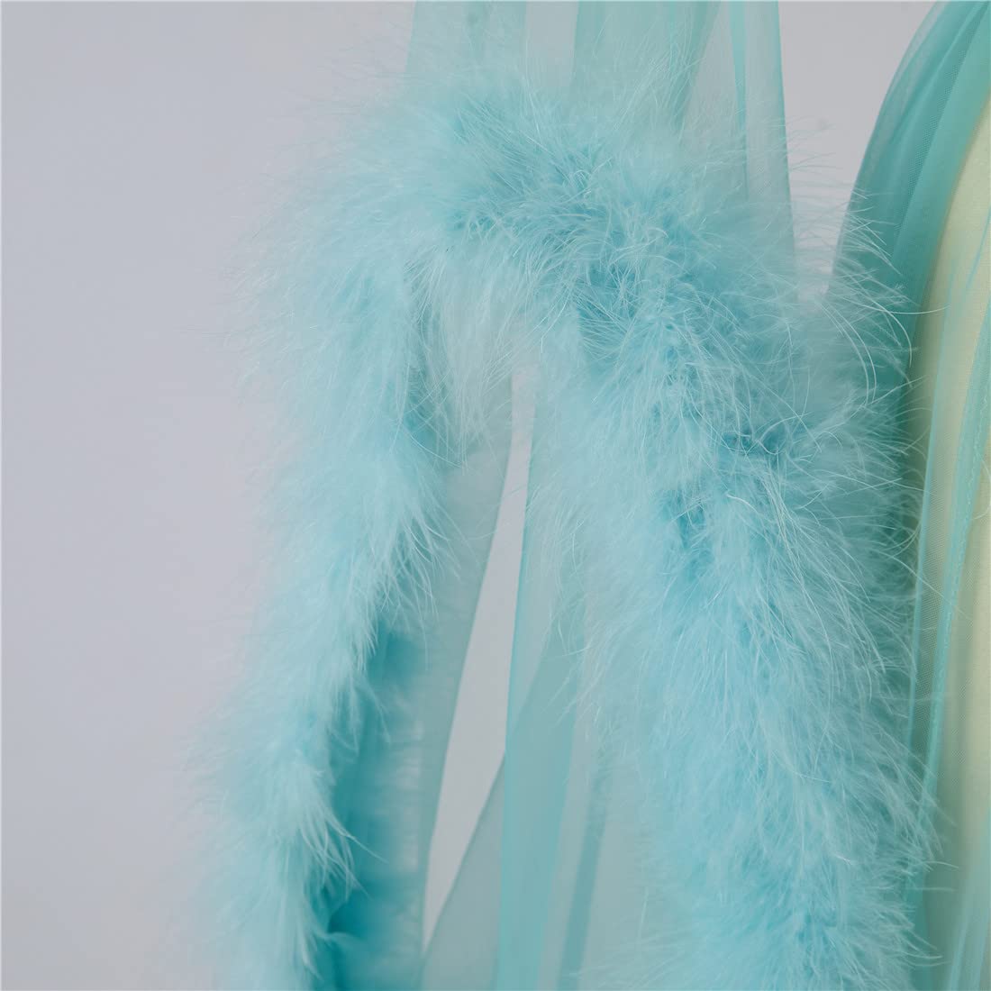 Shexianbridal Women's Tulle Robe Shoot Wearing Robe of See-Through Tulle Feather Short Maternity PhotoShoot: Medium White