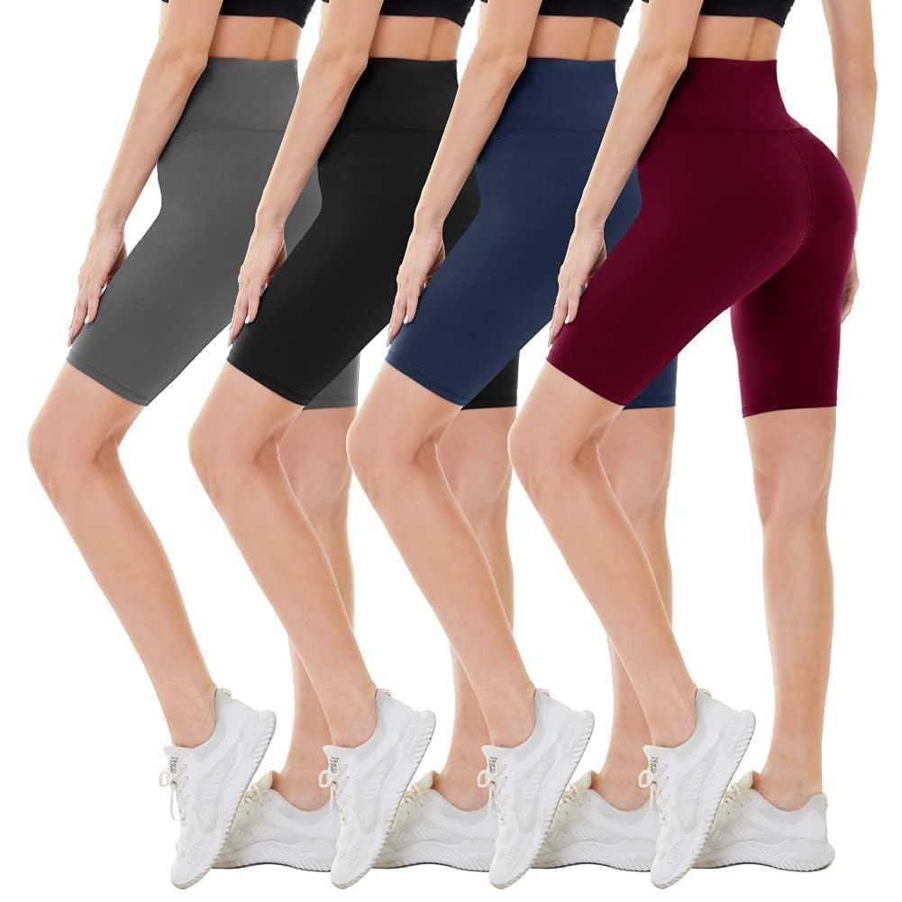 CAMPSNAIL 4 Pack Biker Shorts Women - 5"/8" High Waisted Soft Tummy Control for Workout Gym Yoga Running Summer Shorts