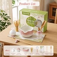 Matcha-Schneebesen-Set, 9-teiliges Matcha-Schneebesen und Schüssel-Set, Ständer, Löffel, Schaufel, Halter, Sieb, Geschirrtuch, Eiskugelform, komplettes Starter-Set für Matcha, Teezeremonie und – Ansicht 2