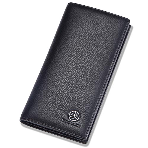 Mercedes Benz Long Wallet with 11 Credit Card Slots ID Holder - Genuine Leather
