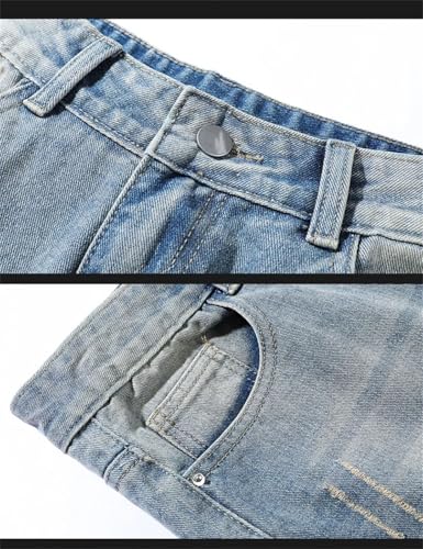 Men Straight Jeans Denim Wide Leg Trousers Casual Streetwear Vintage Ripped Pants3