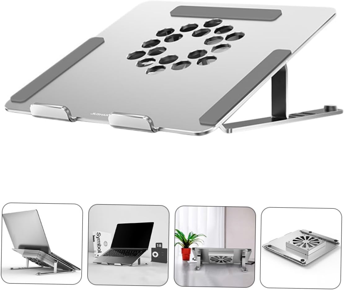 Aluminum Alloy Laptop Cooling Pad with Quiet LED Fan, Adjustable Height Stand for Notebooks to 17.3 Inch, USB Powered Cooler for Gaming and Office Use