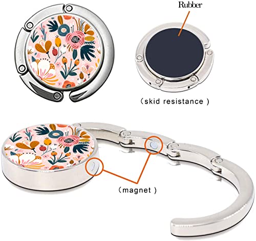 Image of Foldable Purse Hook Womens Bag Table Hanger Collection - 3pack Pretty Floral Hooks