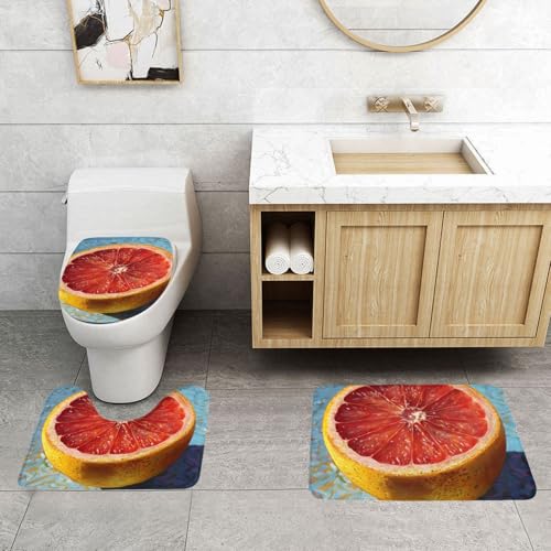 Tapis de salle de bain antidérapants pamplemousse rouge ensemble décoration de sol