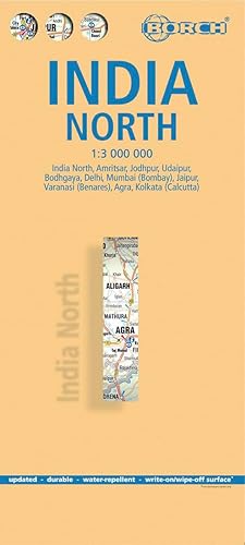 India norte, mapa de carreteras plastificado. Escala 1:1.000.000. Borch.: Einzelkarten: India North 1:3 000 000, Delhi 1:30 000, Mumbai 1:30 000, ... 1:30 000, Boghgaya 1:15 000 (Borch Map)