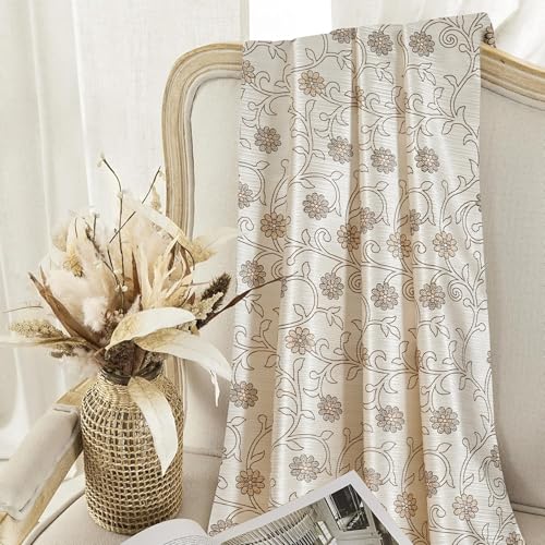 Amazon Brand - Solimo Polyester Floral Leaf Print Door Light-Filtering Grommet Curtains (Brown,7 Feet -210Cm)- Pack of 2 Regular Print 135 GSM 8 51nPFftYTWL