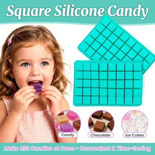 Image of Square Caramel Molds 40-Cavity Chocolate Truffles Candy Molds Ice Cube Tray, Pralines, Jelly Molds 2 Pack