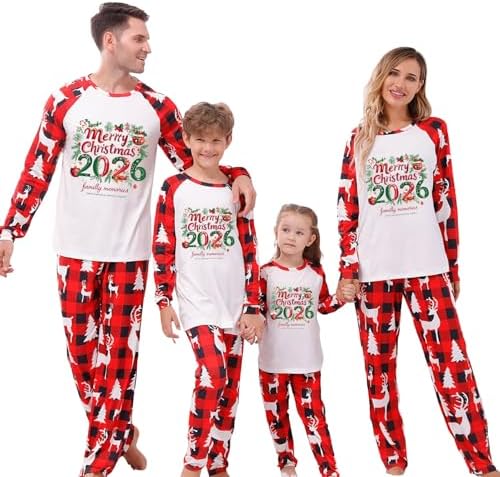 Family Christmas Pajamas Matching Sets Long Sleeve Shirts And Pants 2 Piece Merry Christmas 2026 Holiday Pajamas Set