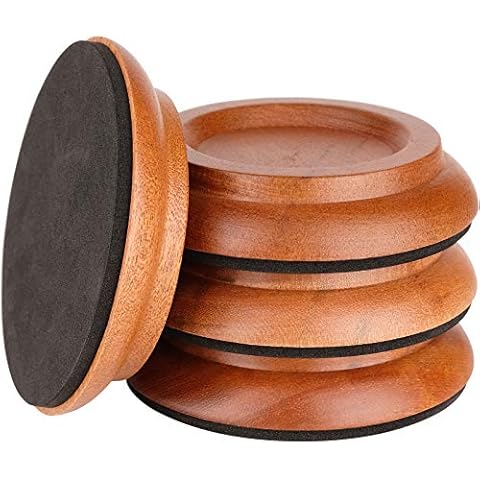 Eison Upright Piano Caster Cups, Solid Sapeliwood Piano Caster Piano Leg Floor Protectors with Non-Slip & Anti-Noise Foam for Hardwood Floor, Set of 4 Cover