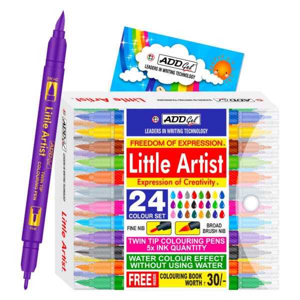 ADD Gel Little Artist Colouring Pen - Twin Tip Brush 24 Pen Set-picture-25