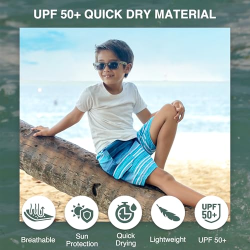 Image of Kanu Surf Boys' Victor Stripe Quick Dry Beach Board Shorts Swim Trunk