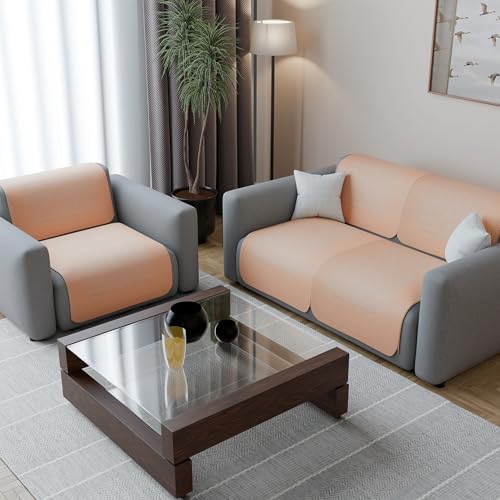 Image of Kuber Industries 2+1 Seater Sofa Cover | Slipcover for Living Room | Thick & Cozy | Non-Slip Comfort Sofa Cover Set | Columbia 258003 - Brown