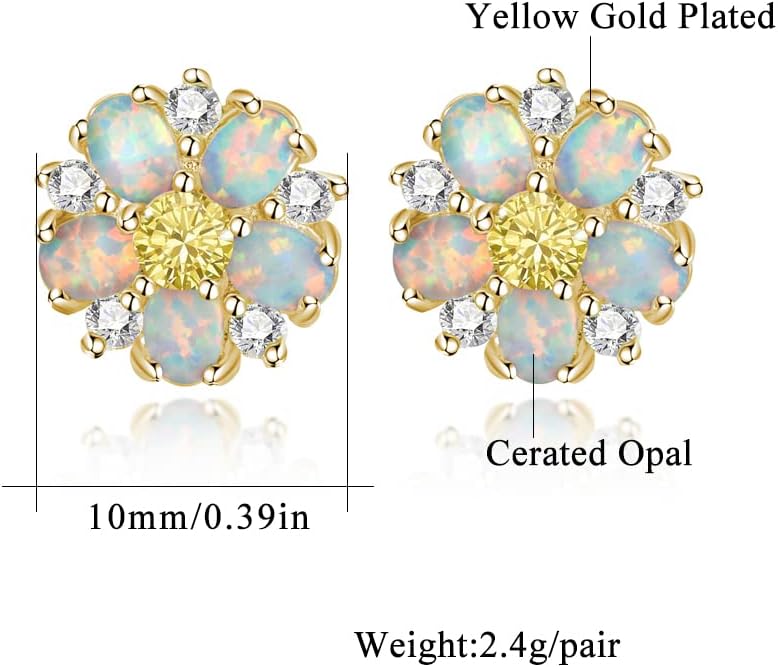 CiNily Flower Earrings,Opal Stud Earrings Sterling Silver or White Gold/Rose Gold Plated Ladies Flower Stud Earrings Cute Unique Earrings for Girls - Image 4