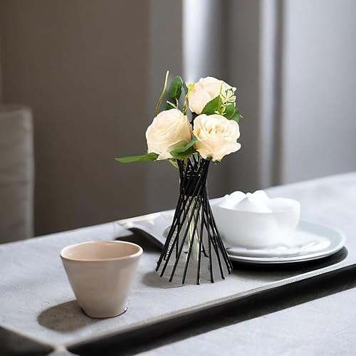 Miniatura 4 de Florero con marco de arte de hierro, florero de hierro simple nórdico con tubo de ensayo de vidrio, planta y flor hidropónicas, jarrón decorativo de