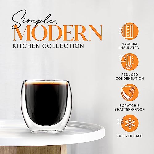 Image of KELVEE Double Wall Glass Coffee Mugs Set of 1, 250ml Without Handle Insulated Glass Coffee Mug Without Handle, Clear Coffee Mugs (1)