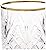 Lorren Home Trends Siena Collection Crystal Double Old Fashion Beverage Glass with Gold Band Design, Set of 4