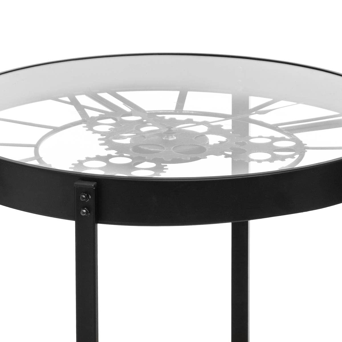 ATMOSPHERA CREATEUR D'INTERIEUR M2GDECOR Table d'appoint Double Niveau - Table Pendule - Meca - D 50,5 x H 49 cm
