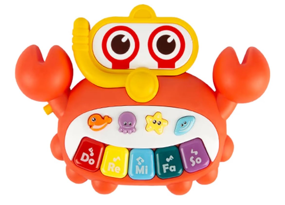 Musical Crab Piano Toy, Orange and Yellow
