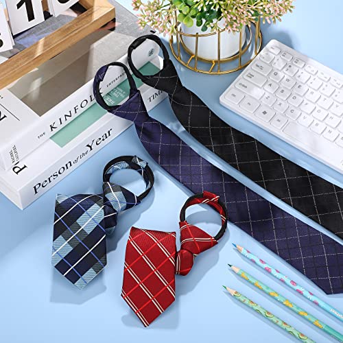 Geyoga 4 Pcs School Ties For Boys Kids 15 Inch Plaid Pre-Tied Adjustable Neckties Boys Tie For Graduation Uniforms Party 6-12 Years thumb #6
