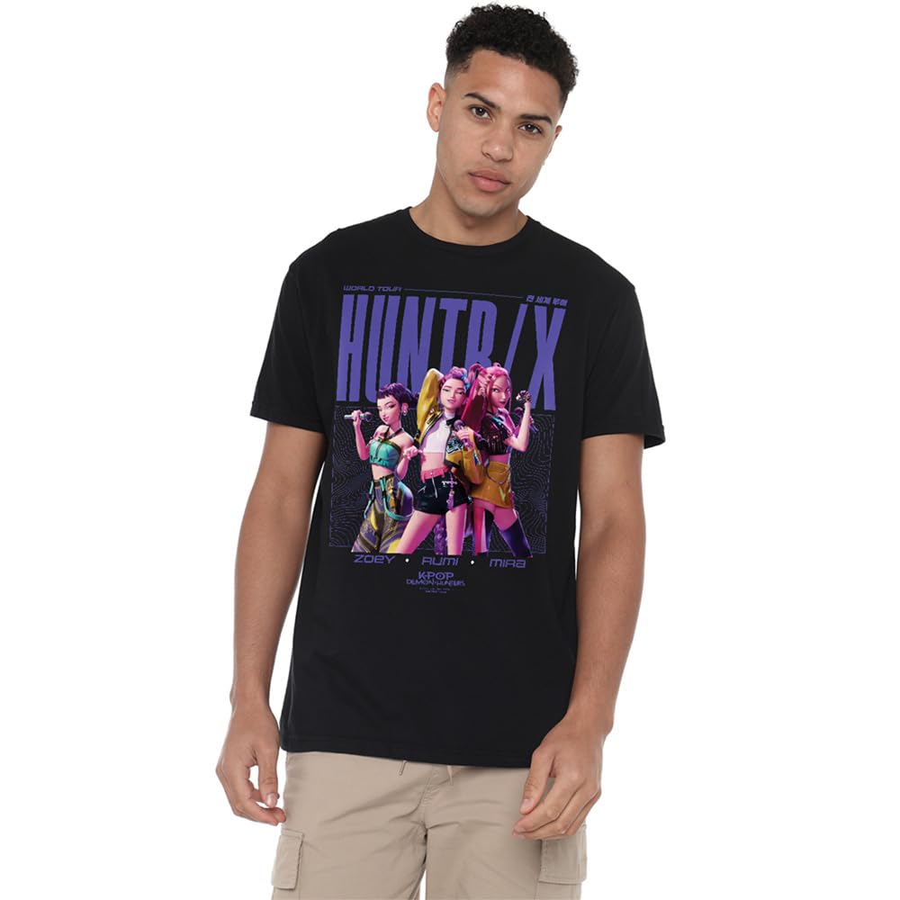 Kpop Demon Hunters Huntrix Honmoon World Tour Poster Unisex T Shirt, Black, Small