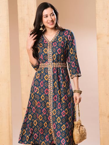Image of Globus Women Kurta Sets (3641552001 Blue S)