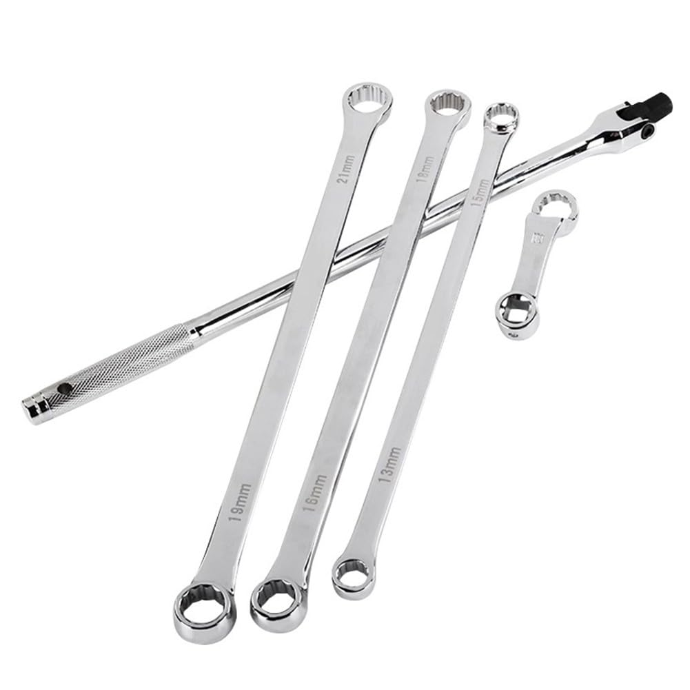 Chiave a doppia estremità, set di chiavi extra lunghe, in acciaio al cromo vanadio, coppia elevata per spazi ristretti, 5 pezzi, 13-21 mm