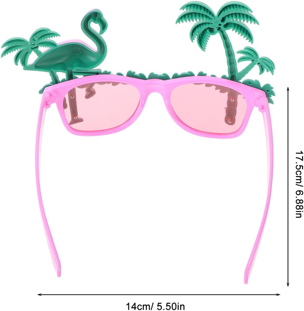 BESTOYARD 2 Pcs Flamingo Sunglasses, Coconut Tree Eyeglasses, Hawaiian Eyewear Props, Summer Photo Booth Accessories