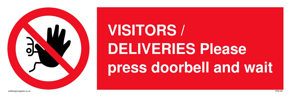 Pack of five - VISITORS Sign - 300x100mm - L31