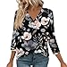 3/4 Length Sleeve Womens Tops Printed Summer Blouses V Neck Tunics Plus Size Tees Dressy Going Out Pullover