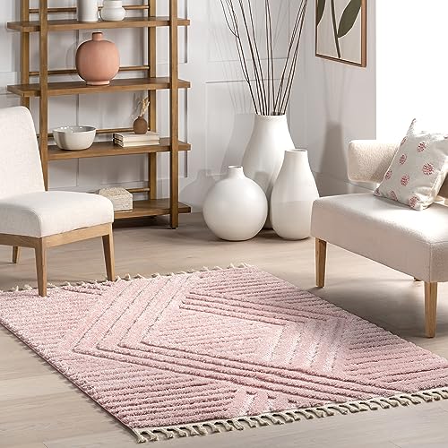 nuLOOM Risette Solid 8x10 Shag Area Rug for Living Room Bedroom Dining Room Nursery, Pink