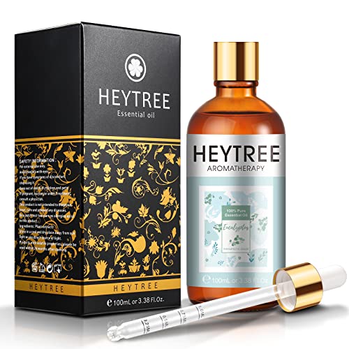 HEYTREE Aceite Esencial de Eucalipto 100ml - Facilita la respiración, alivia tensiones y ayuda a despejar la mente - Perfecto para aromaterapia con difusor