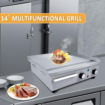 MOOTACO Elektrische Grillplatte, Profi Gastro Elektrogrill Elektrische Grillplatte mit 36 x 30 cm Grillfläche, Grillplatte Elektrisch glatt, Tischgrill mit Zeitschaltuhr – Bild 8