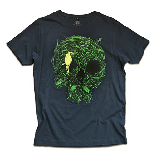Onthewall Crâne Nid par Mousqueton T-Shirt pour Homme - Bleu - Moyen
