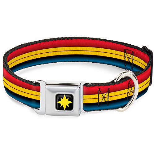 Ya en mundofriki.es: Buckle-Down Collar de Perro con Hebilla para cinturón de Seguridad, diseño de Capitán Marvel, Color Rojo, Dorado y Azul