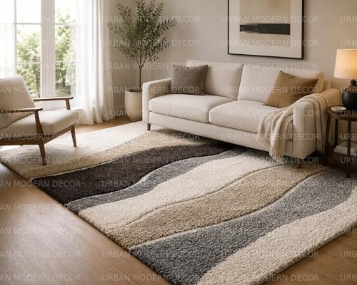 Image of Carpet for Living Room 3x5 Feet Modern Soft Shaggy Carpet Thick, Fluffy & 2 inch Pile Shag Rug for Your Kids Room, Bedroom & Livingroom(3x5 feet, Beige /Ivory Multi)